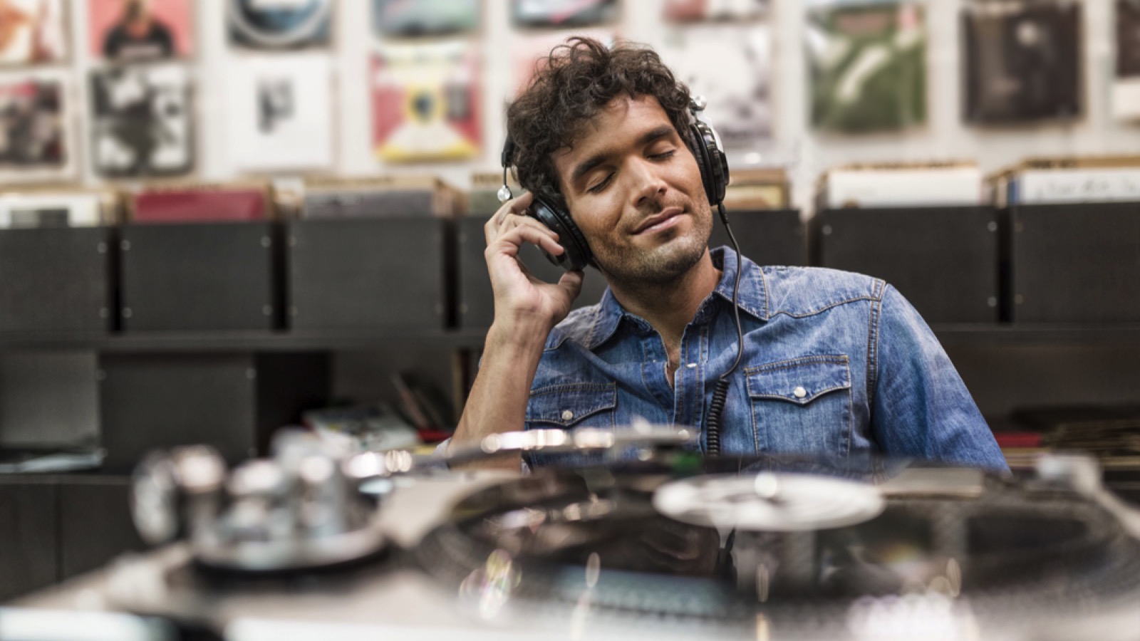 Man listening to music and enjoying