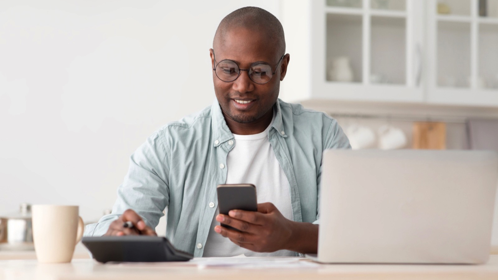 Middle aged man saving for future